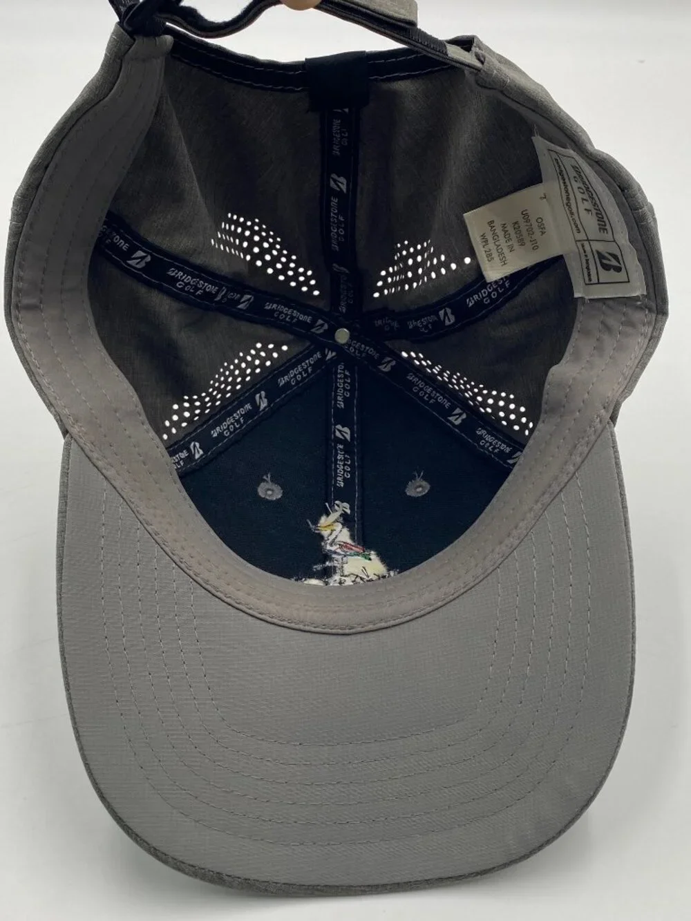 Bridgestone Golf White Heron Golf Club Hat Strapback Gray Cap OSFA Adjustable